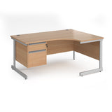 Contract Cantilever Leg Right Hand Ergonomic Corner Desk with Two Drawer Storage