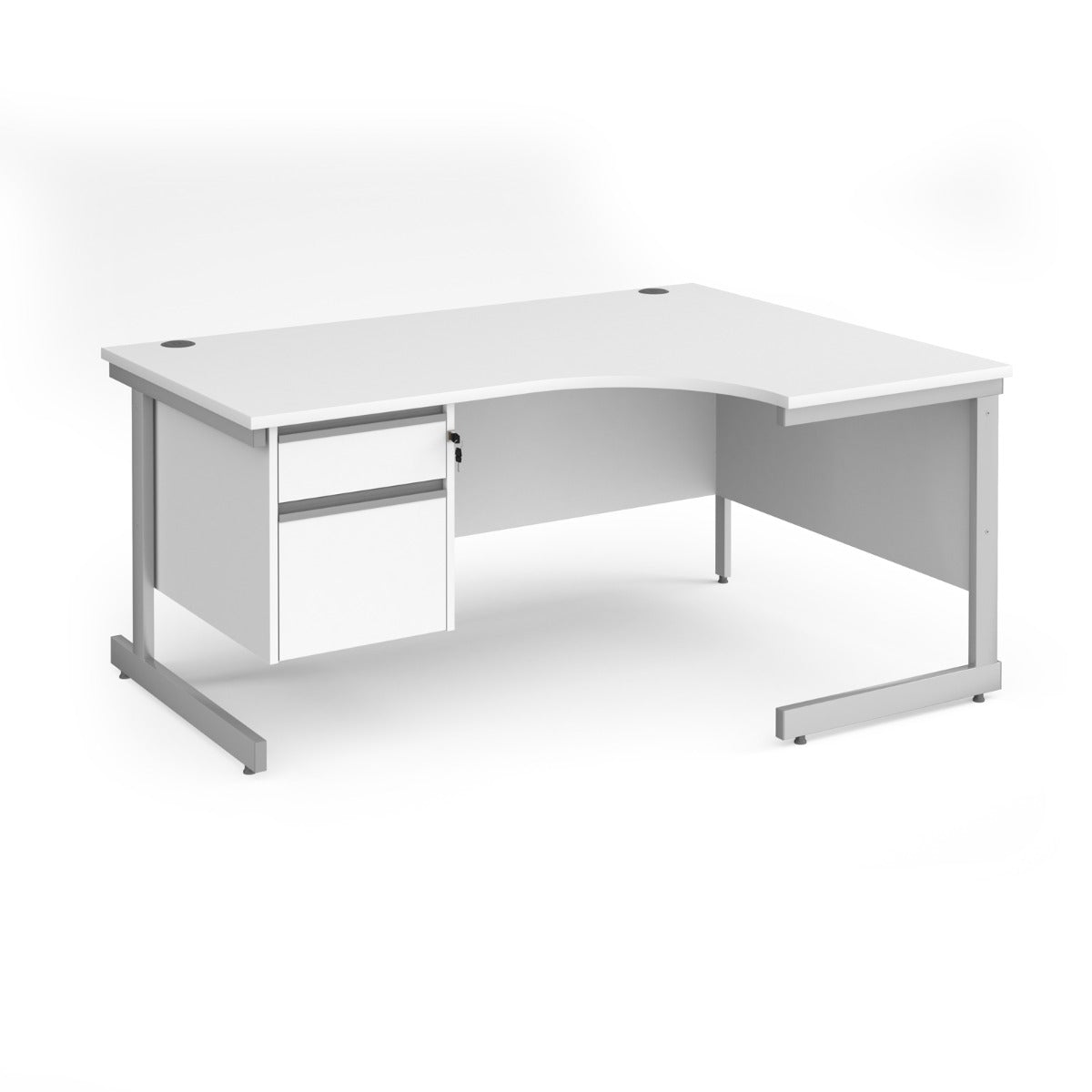 Contract Cantilever Leg Right Hand Ergonomic Corner Desk with Two Drawer Storage