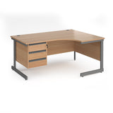 Contract Cantilever Leg Right Hand Ergonomic Corner Desk with Three Drawer Storage