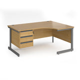 Contract Cantilever Leg Right Hand Ergonomic Corner Desk with Three Drawer Storage