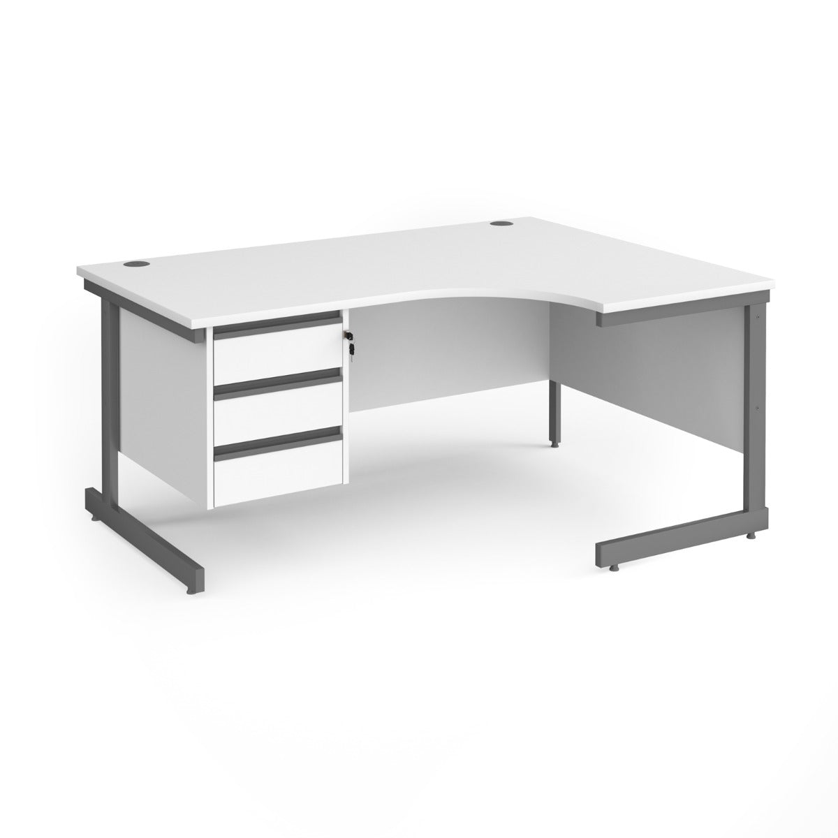 Contract Cantilever Leg Right Hand Ergonomic Corner Desk with Three Drawer Storage