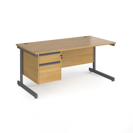 Contract Cantilever Leg Straight Office Desk with Two Drawer Storage