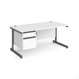 Contract Cantilever Leg Straight Office Desk with Two Drawer Storage