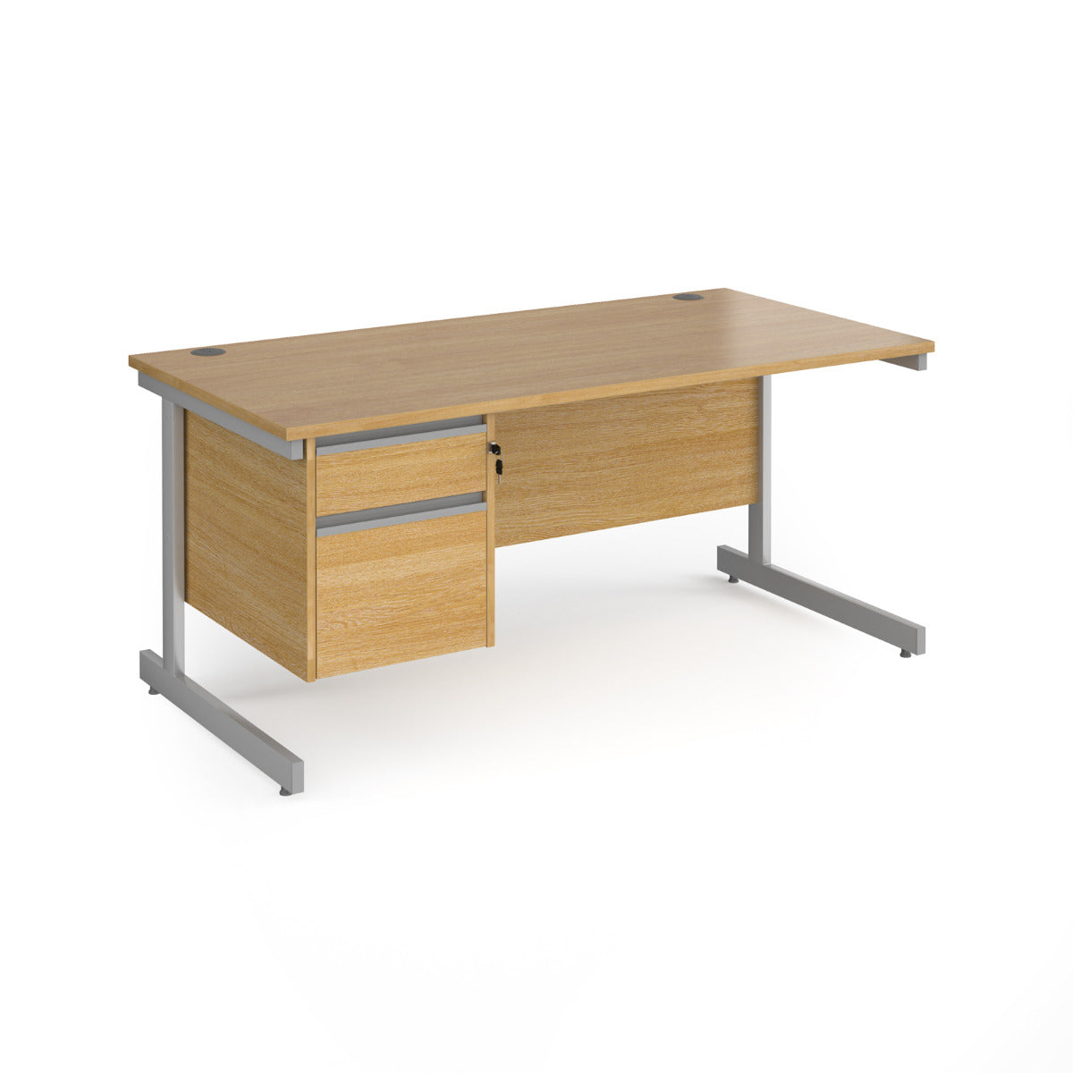 Contract Cantilever Leg Straight Office Desk with Two Drawer Storage