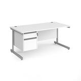 Contract Cantilever Leg Straight Office Desk with Two Drawer Storage