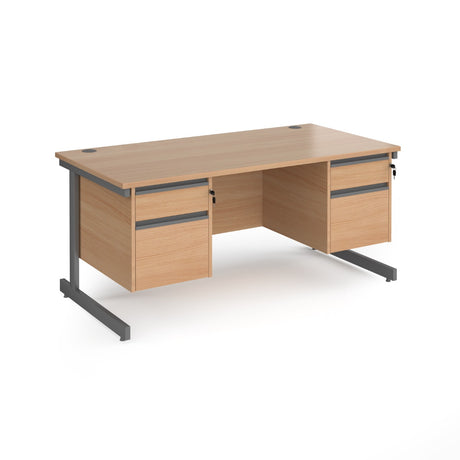 Contract Cantilever Leg Straight Office Desk with Two and Two Drawer Storage