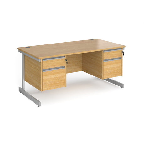 Contract Cantilever Leg Straight Office Desk with Two and Two Drawer Storage