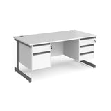 Contract Cantilever Leg Straight Office Desk with Three and Two Drawer Storage