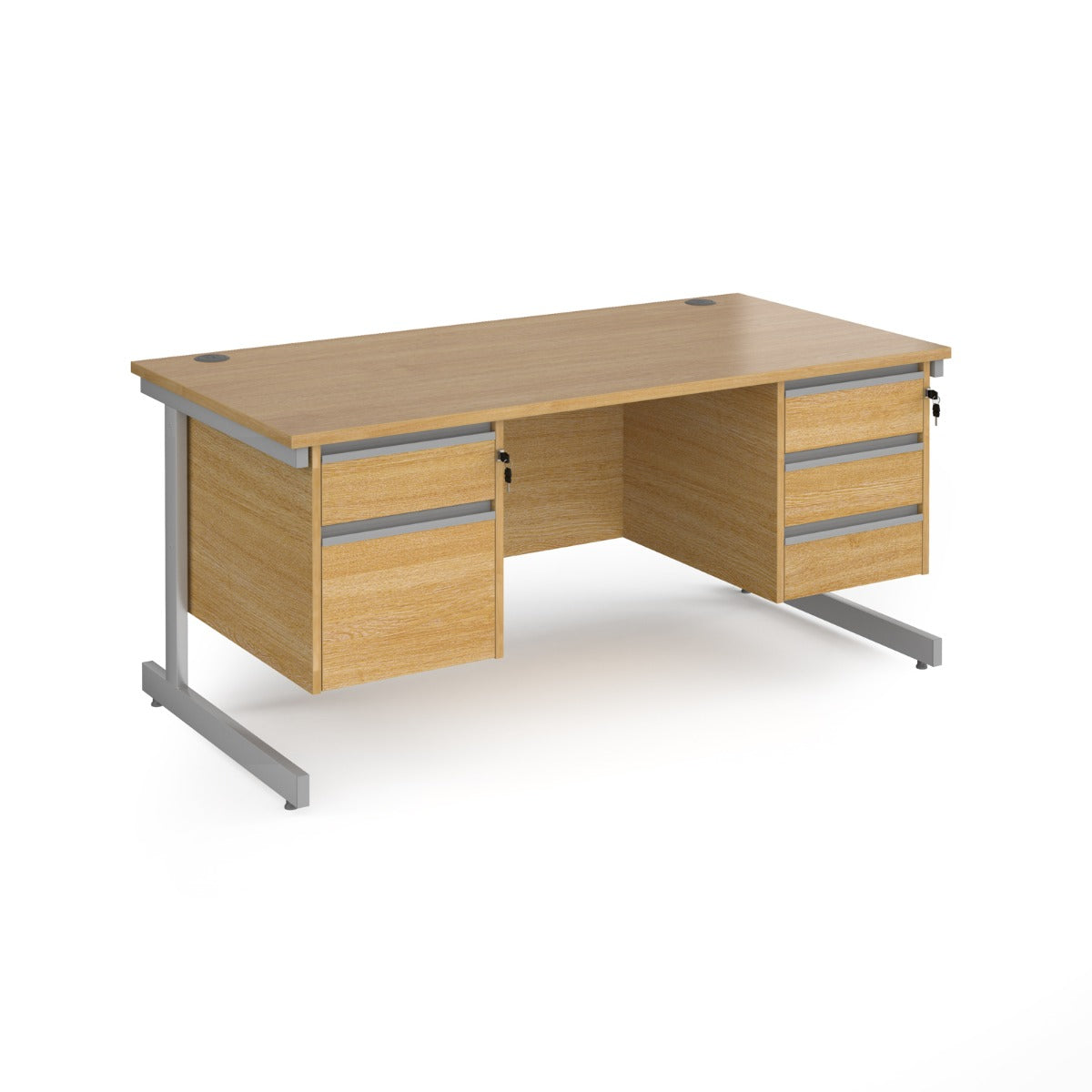 Contract Cantilever Leg Straight Office Desk with Three and Two Drawer Storage