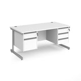 Contract Cantilever Leg Straight Office Desk with Three and Two Drawer Storage