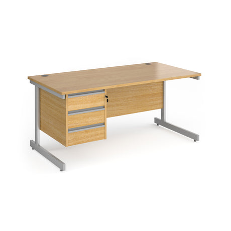 Contract Cantilever Leg Straight Office Desk with Three Drawer Storage