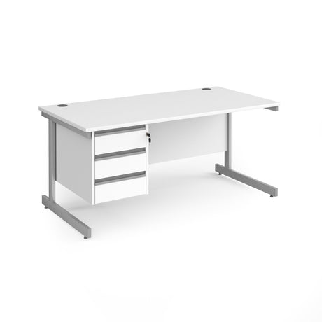 Contract Cantilever Leg Straight Office Desk with Three Drawer Storage