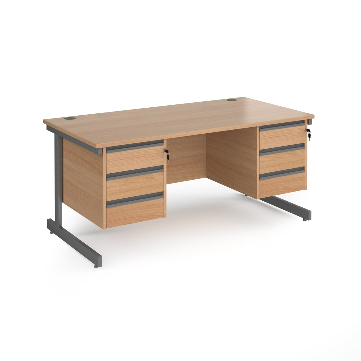 Contract Cantilever Leg Straight Office Desk with Three and Three Drawer Storage