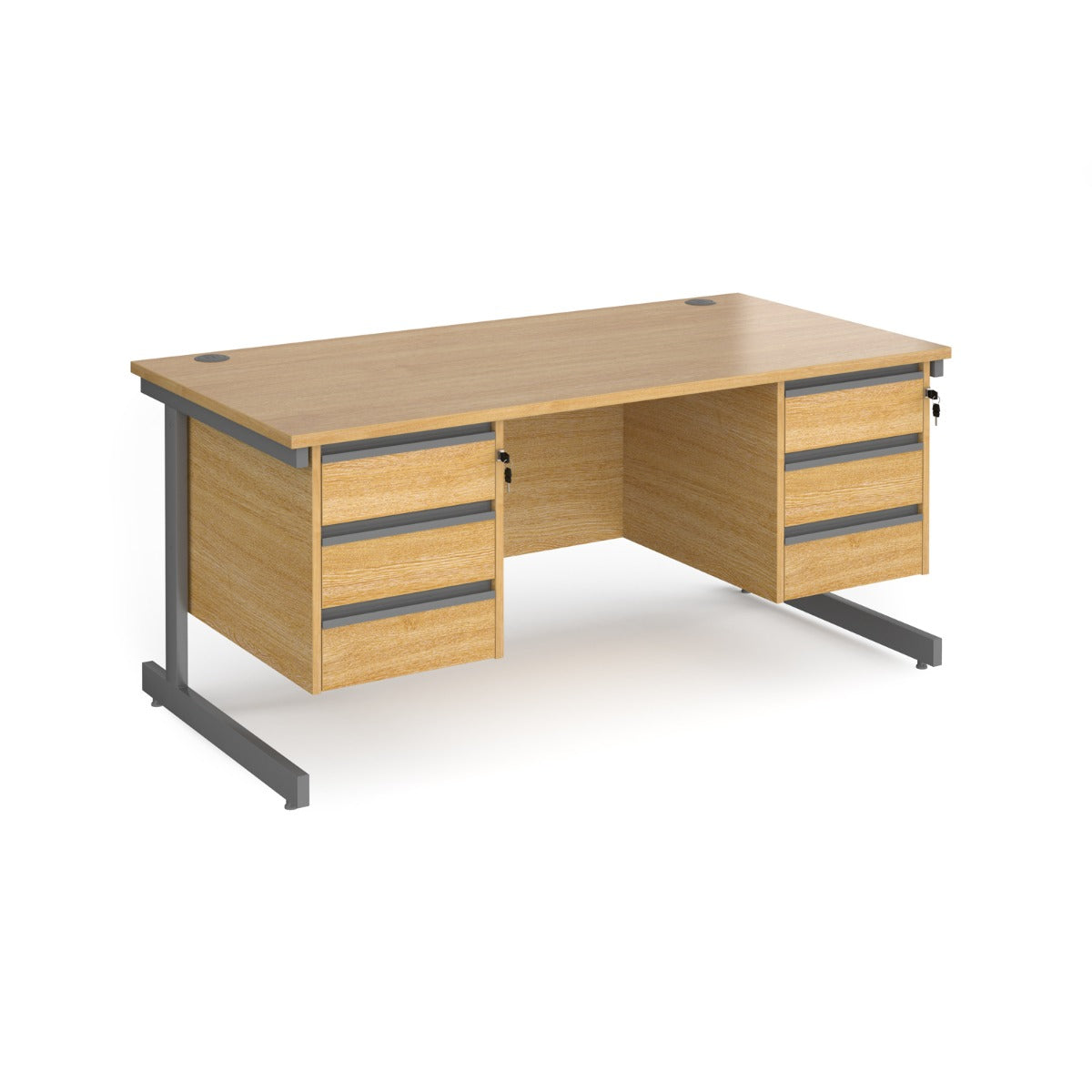 Contract Cantilever Leg Straight Office Desk with Three and Three Drawer Storage