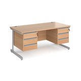 Contract Cantilever Leg Straight Office Desk with Three and Three Drawer Storage