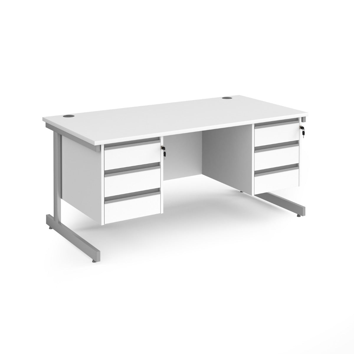 Contract Cantilever Leg Straight Office Desk with Three and Three Drawer Storage