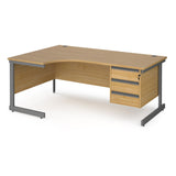 Contract Cantilever Leg Left Hand Ergonomic Corner Desk with Three Drawer Storage