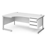 Contract Cantilever Leg Left Hand Ergonomic Corner Desk with Three Drawer Storage