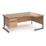 Contract Cantilever Leg Right Hand Ergonomic Corner Desk with Two Drawer Storage