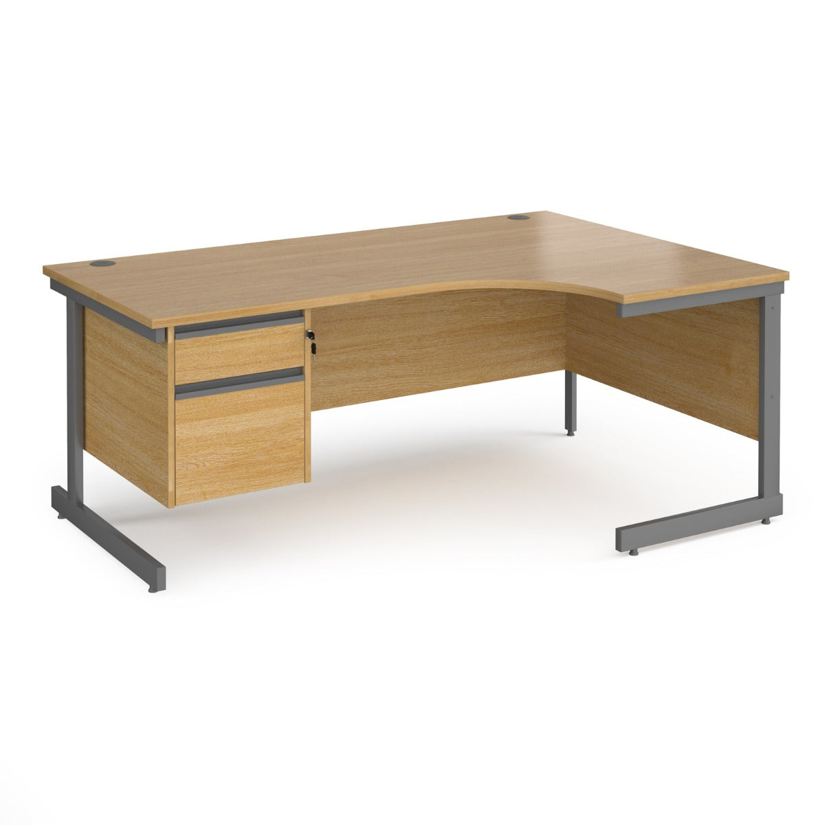 Contract Cantilever Leg Right Hand Ergonomic Corner Desk with Two Drawer Storage