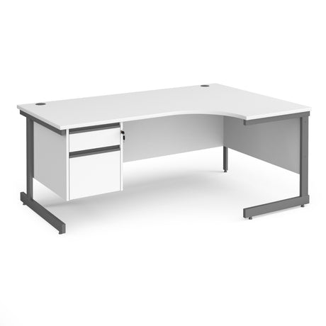 Contract Cantilever Leg Right Hand Ergonomic Corner Desk with Two Drawer Storage