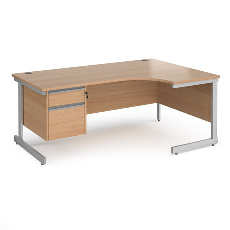 Contract Cantilever Leg Right Hand Ergonomic Corner Desk with Two Drawer Storage