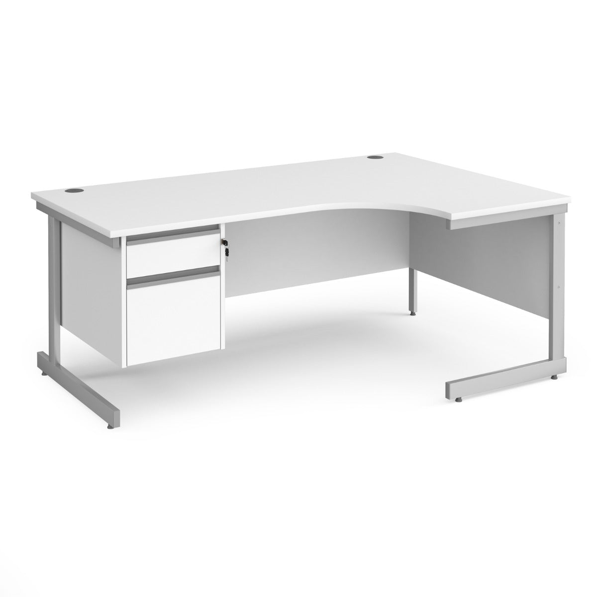 Contract Cantilever Leg Right Hand Ergonomic Corner Desk with Two Drawer Storage