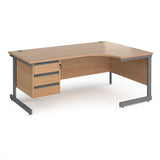 Contract Cantilever Leg Right Hand Ergonomic Corner Desk with Three Drawer Storage