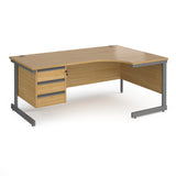 Contract Cantilever Leg Right Hand Ergonomic Corner Desk with Three Drawer Storage