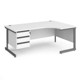 Contract Cantilever Leg Right Hand Ergonomic Corner Desk with Three Drawer Storage