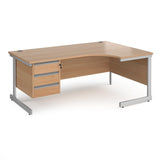 Contract Cantilever Leg Right Hand Ergonomic Corner Desk with Three Drawer Storage