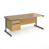 Contract Cantilever Leg Straight Office Desk with Two Drawer Storage