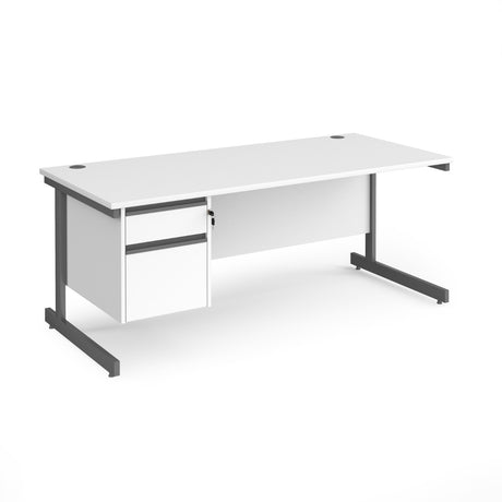 Contract Cantilever Leg Straight Office Desk with Two Drawer Storage