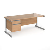 Contract Cantilever Leg Straight Office Desk with Two Drawer Storage