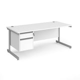 Contract Cantilever Leg Straight Office Desk with Two Drawer Storage