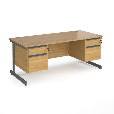 Contract Cantilever Leg Straight Office Desk with Two and Two Drawer Storage