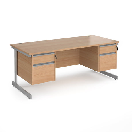 Contract Cantilever Leg Straight Office Desk with Two and Two Drawer Storage