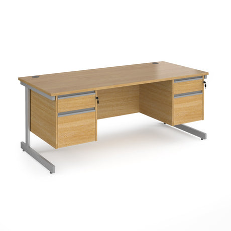 Contract Cantilever Leg Straight Office Desk with Two and Two Drawer Storage