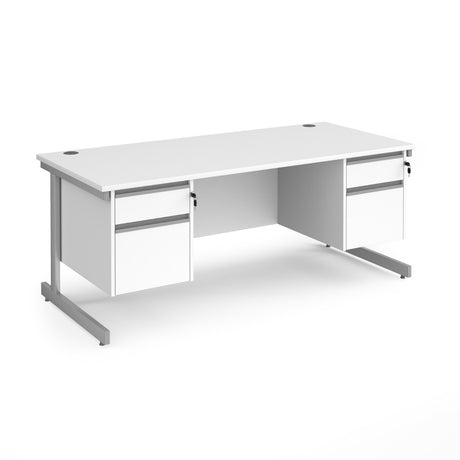 Contract Cantilever Leg Straight Office Desk with Two and Two Drawer Storage