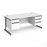 Contract Cantilever Leg Straight Office Desk with Three and Two Drawer Storage