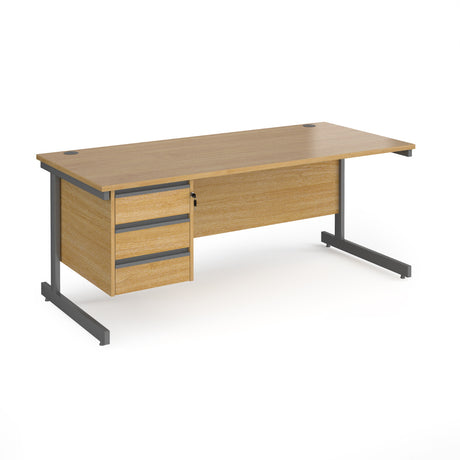 Contract Cantilever Leg Straight Office Desk with Three Drawer Storage