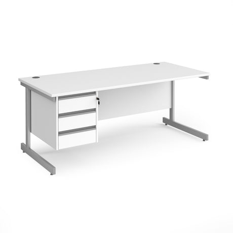 Contract Cantilever Leg Straight Office Desk with Three Drawer Storage