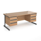 Contract Cantilever Leg Straight Office Desk with Three and Three Drawer Storage