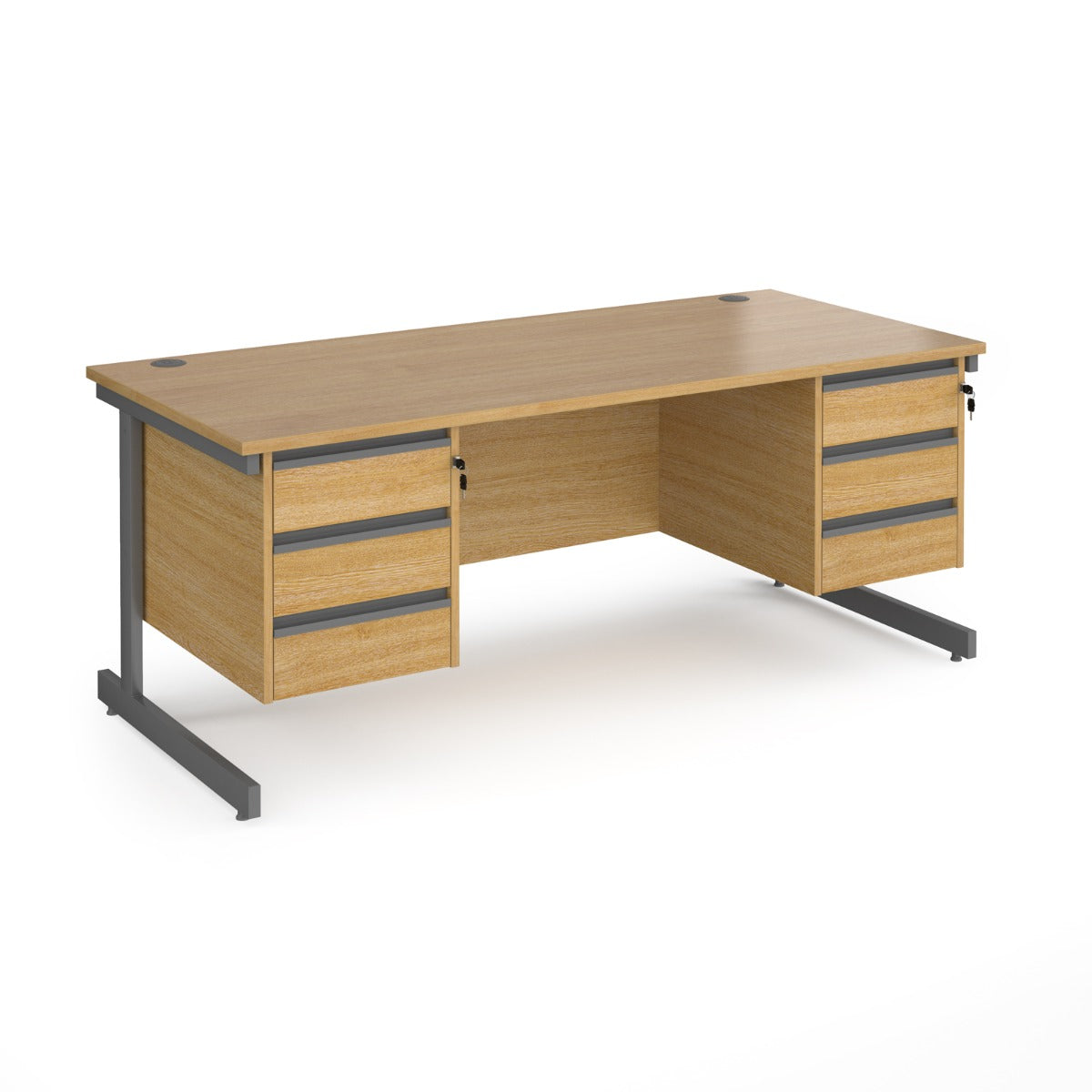 Contract Cantilever Leg Straight Office Desk with Three and Three Drawer Storage