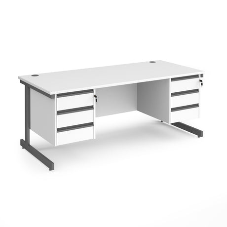 Contract Cantilever Leg Straight Office Desk with Three and Three Drawer Storage