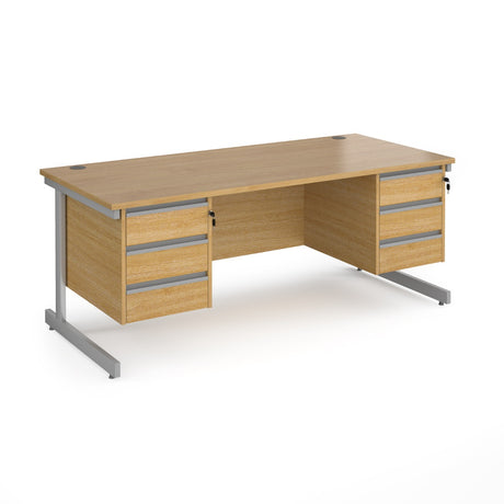 Contract Cantilever Leg Straight Office Desk with Three and Three Drawer Storage