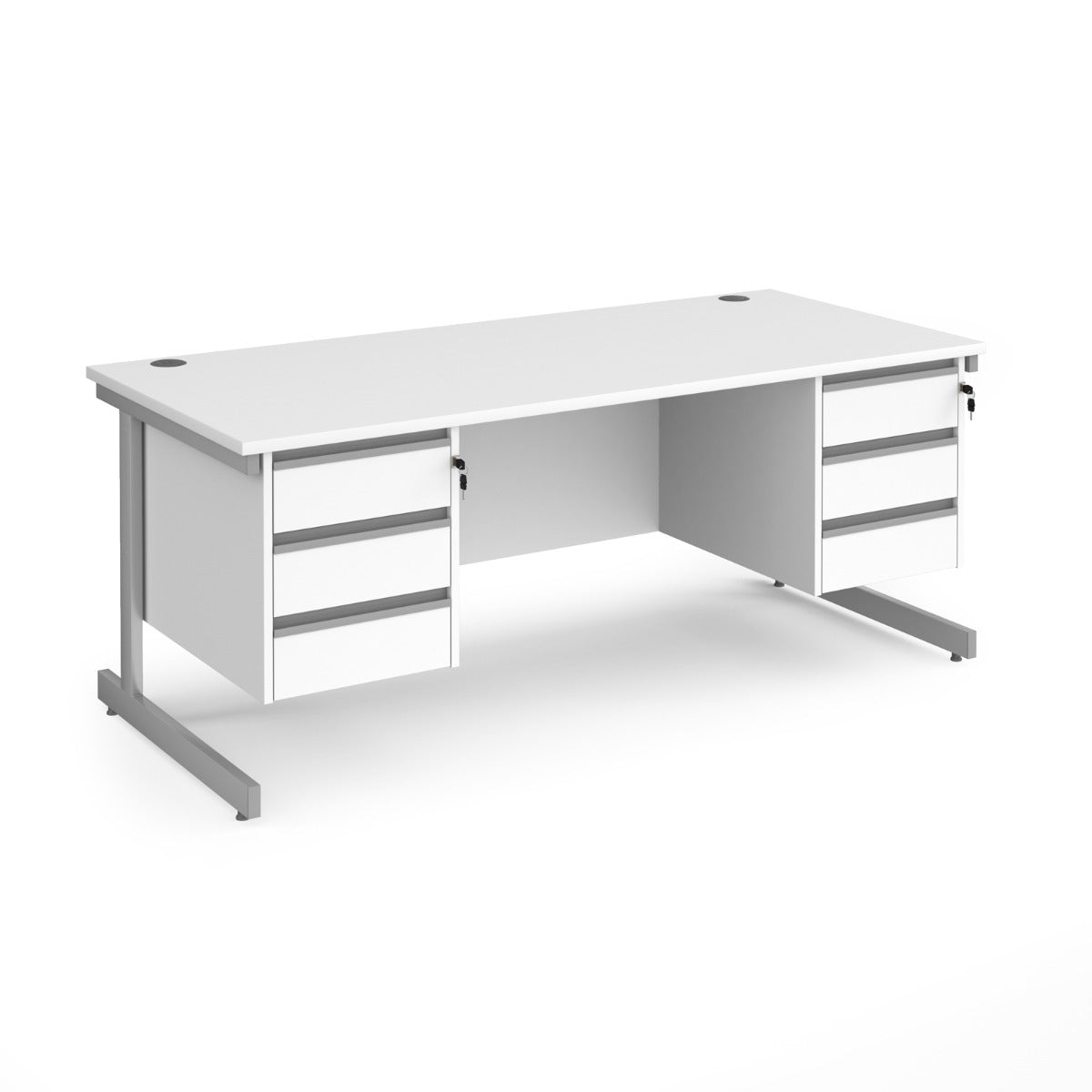 Contract Cantilever Leg Straight Office Desk with Three and Three Drawer Storage