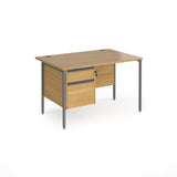 Contract H Frame Straight Office Desk with Two Drawer Storage