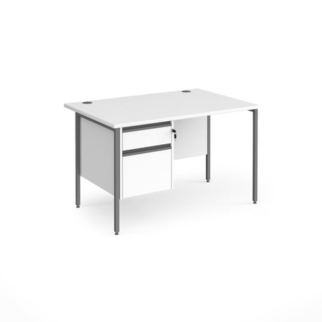 Contract H Frame Straight Office Desk with Two Drawer Storage