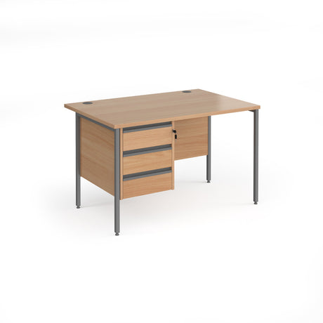 Contract H Frame Straight Office Desk with Three Drawer Storage